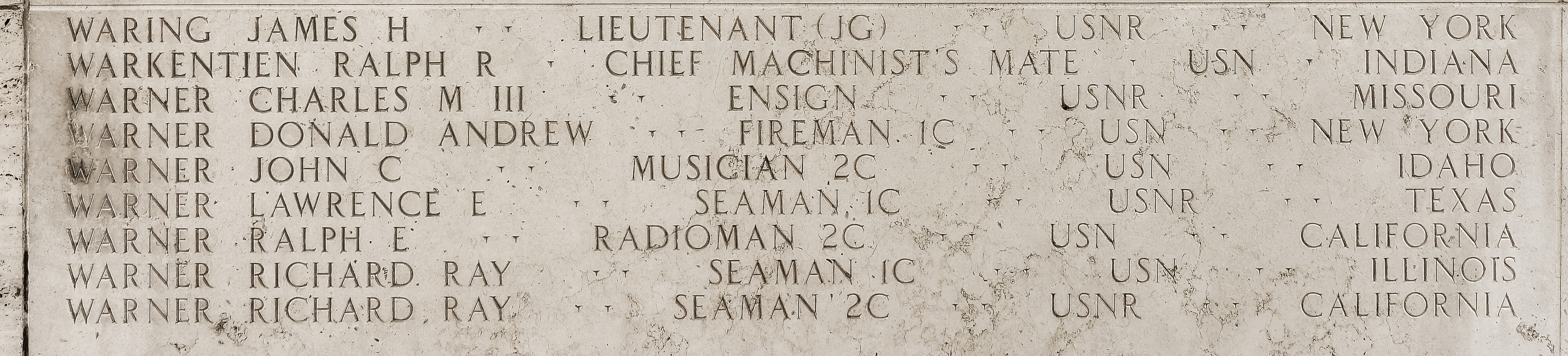 Ralph E. Warner, Radioman Second Class